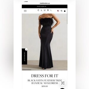 Club L London Black Strapless Feather Dress